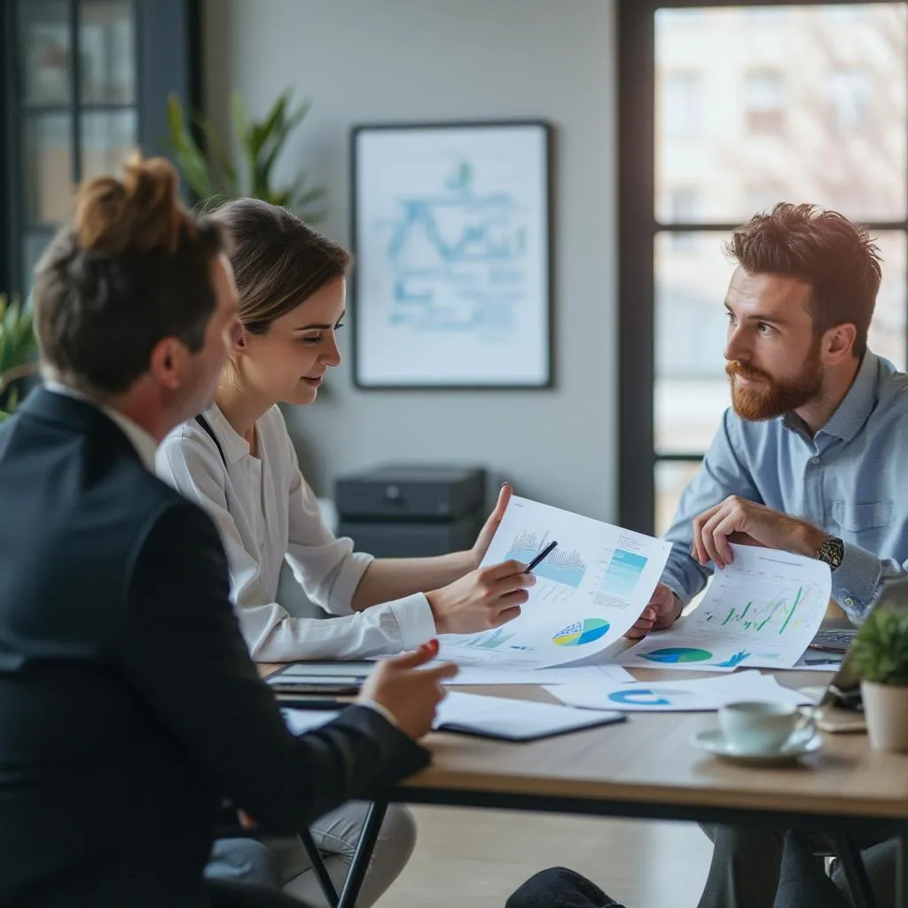 Consultor financiero en reunión con cliente